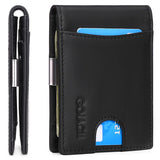 Men's Slim Wallets Cowhide Dollar Clip RFID Blocking Purse Cartera Hombre