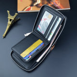 Men's Short Zip Money Clip Leather Wallet for Daily Use
