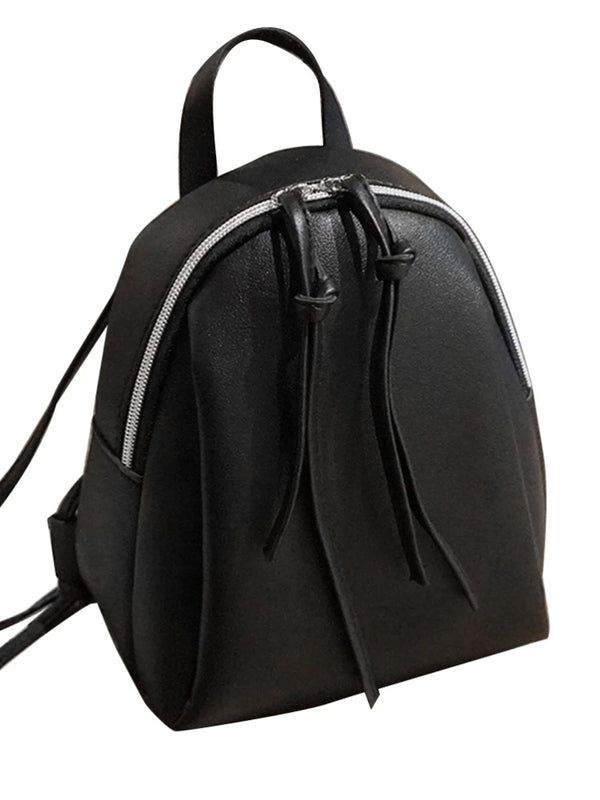 Mini PU Leather Backpack Women's Small Shoulder Bag with Fringe Zipper