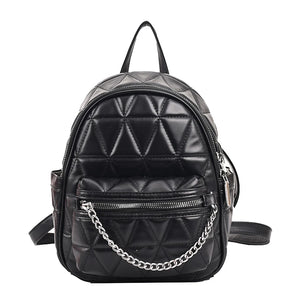 Mini Small Backpack PU Leather Chain Decoration Women