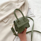 Crocodile Pattern Shoulder Bag Small Square Lady Handbag