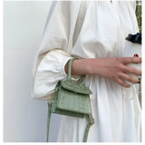 Crocodile Pattern Shoulder Bag Small Square Lady Handbag