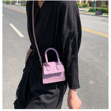 Crocodile Pattern Shoulder Bag Small Square Lady Handbag