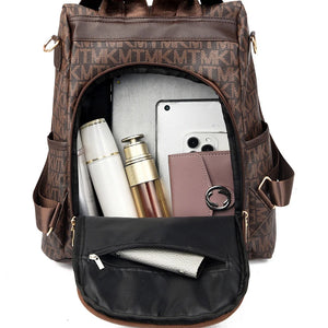 Nordic Style Women's Backpack Large Capacity Leather School Bag