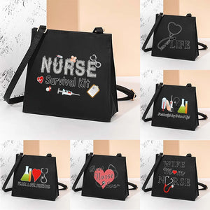 Nurse Pattern Square Tote Bag Women Shoulder Bag Crossbody Bag
