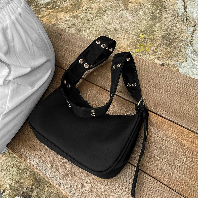 Vintage Shoulder Bag Women Casual Girls Armpit Bag Solid Handbag