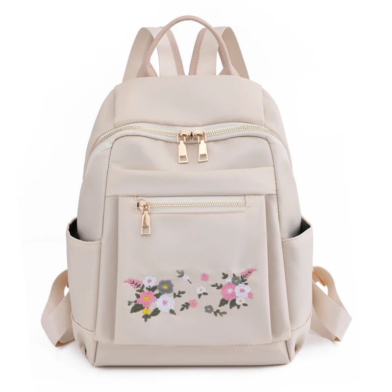 Embroidered Flower Backpack Large Capacity Anti-theft Travel Women's Backpack