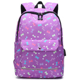 Nylon Waterproof Bow Print Backpack Large Capacity School Bag