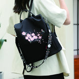 Embroidered Women's Backpack High Waterproof Bagpack Anti Theft Rucksack