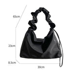 Nylon Women's Shoulder Bag with Pleated Drawstring Strap