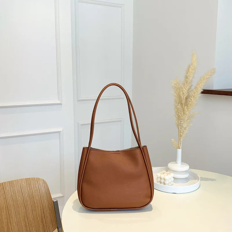 One Shoulder Bag Women Large Capacity Soft Leather Tote Handbag