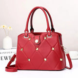 One-shoulder Diagonal Handbag with Rivet Embroidery Thread