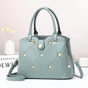 One-shoulder Diagonal Handbag with Rivet Embroidery Thread