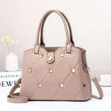 One-shoulder Diagonal Handbag with Rivet Embroidery Thread