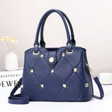 One-shoulder Diagonal Handbag with Rivet Embroidery Thread