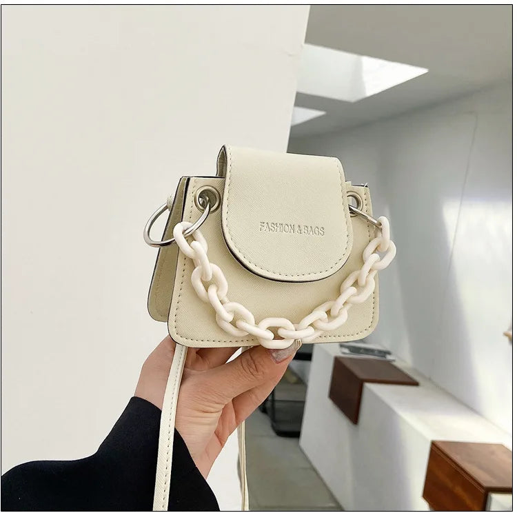 Mini Pu Leather Crossbody Bag For Women Chain Shoulder Handbag