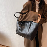 PU Leather Solid Shoulder Bags Large Capacity Totes For Women