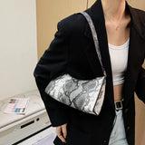PU Snakeskin Pattern Zipper Handbags for Women