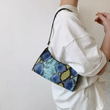 PU Snakeskin Pattern Zipper Handbags for Women