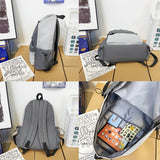 Waterproof Nylon Backpack Patchwork Japanese College School Bag