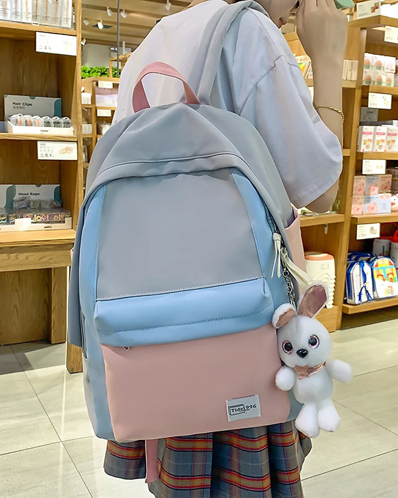 Patchwork Student School Backpack College Travel Rucksack High Schoolbag