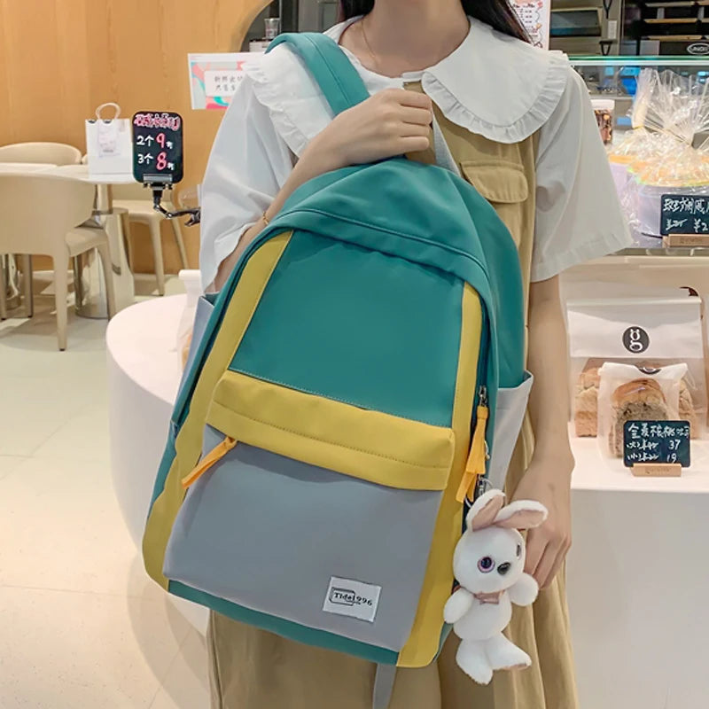 Patchwork Student School Backpack College Travel Rucksack High Schoolbag