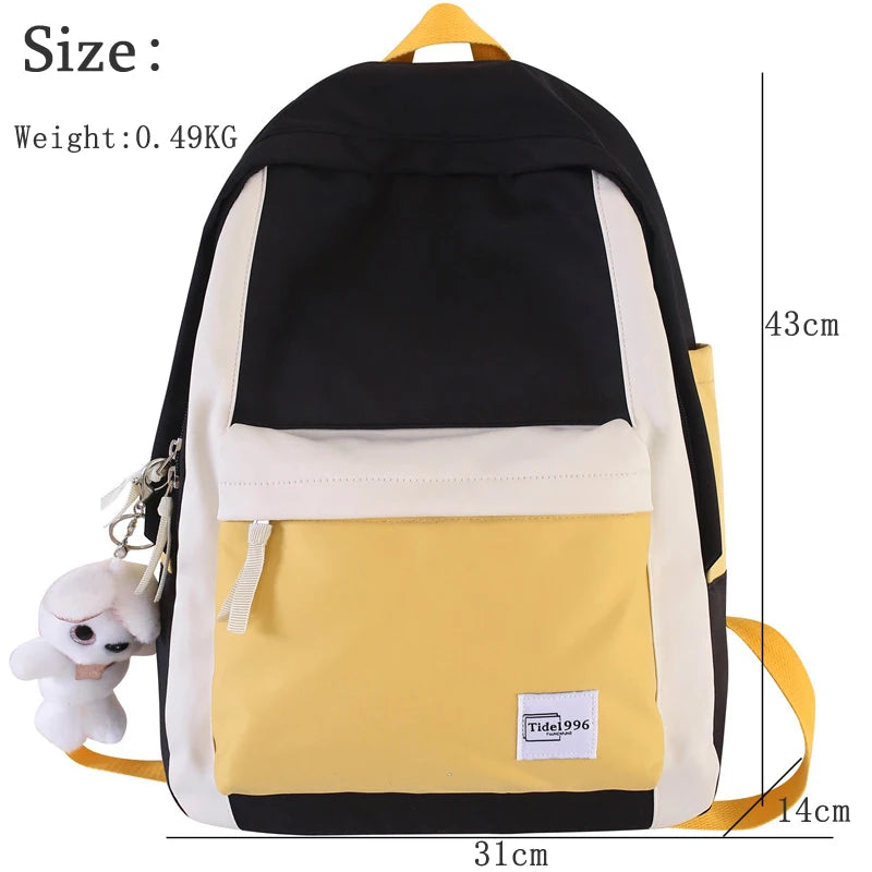 Patchwork Student School Backpack College Travel Rucksack High Schoolbag