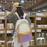 Patchwork Student School Backpack College Travel Rucksack High Schoolbag