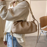 Pleated Underarm Shoulder Bag Thick Chain Cloud Bag Female Crossbody