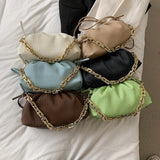 Pleated Underarm Shoulder Bag Thick Chain Cloud Bag Female Crossbody