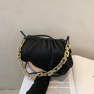 Pleated Underarm Shoulder Bag Thick Chain Cloud Bag Female Crossbody