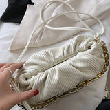 Pleated Underarm Shoulder Bag Thick Chain Cloud Bag Female Crossbody