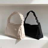 Nylon Small Hobos Shoulder Bag Zipper Strap Plicated Women's Handbag