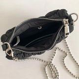 Plicated Zipper Women's Shoulder Bag Nylon Mini Crossbody Phone Bag