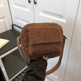 Plush Fabric Women's Crossbody Bag Lambs Wool Fluffy Fur Handbags