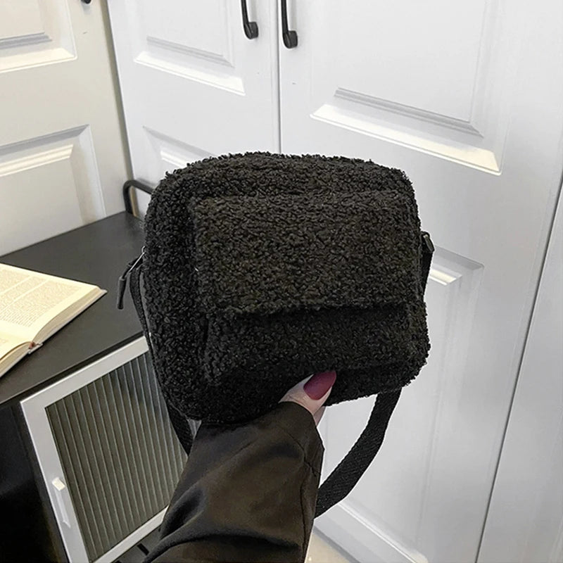 Plush Fabric Women's Crossbody Bag Small Fluffy Fur