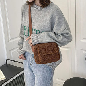 Plush Fabric Women's Crossbody Bag Small Fluffy Fur
