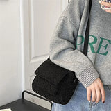 Plush Fabric Women's Shoulder Crossbody Bag Small Lambs Wool Fluffy Fur
