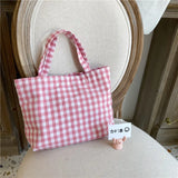 Japanese Plaid Cotton Lunch Bag Small Tote Style Children Kids