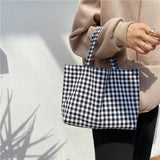 Japanese Plaid Cotton Lunch Bag Small Tote Style Children Kids