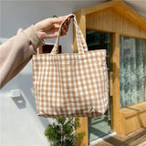 Japanese Plaid Cotton Lunch Bag Small Tote Style Children Kids