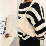 Plush Corduroy Square Bag One Shoulder Handbag