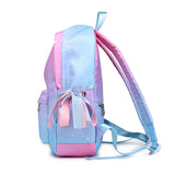 Preppy Style Ribbon Backpack Crown Embroidery Gradient School Backpacks for Teen