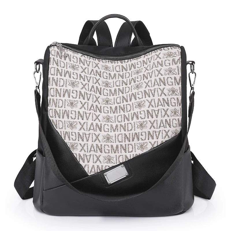 Splicing Ladies Backpack Large Capacity School Bag