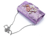 Purple Sequin Evening Clutch Bags Bling Flowers Wedding Clutch Bags