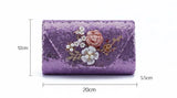 Purple Sequin Evening Clutch Bags Bling Flowers Wedding Clutch Bags