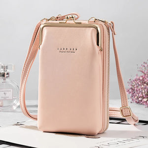 Double-Layer Mobile Phone Purse Clutch Bag Ladies Messenger Shoulder Wallets