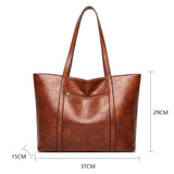 Retro Large Women Tote Shoulder Bag PU Leather Female Shopping Bag