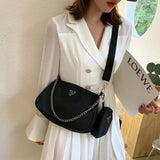Retro Women Crossbody Bag Crescent Chain Underarm Shoulder Square Bag
