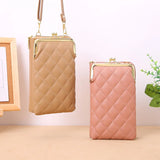 Women's Rhombus Mobile Phone Pocket Leather Messenger Purse